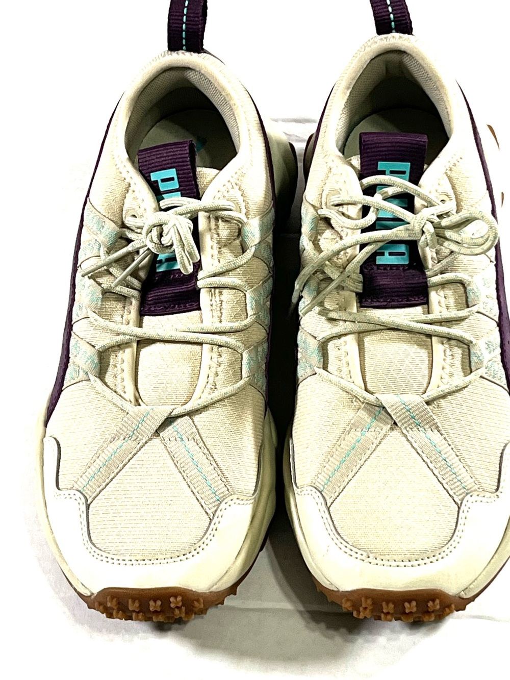 Puma Women's Cream and Purple Trail-Style Sneakers